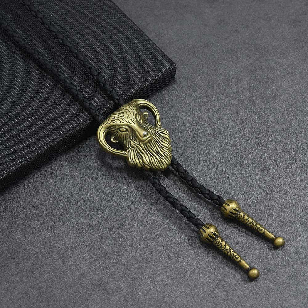 Vintage Western Ram Skull Bolo Tie Handcrafted Cowboy Necktie