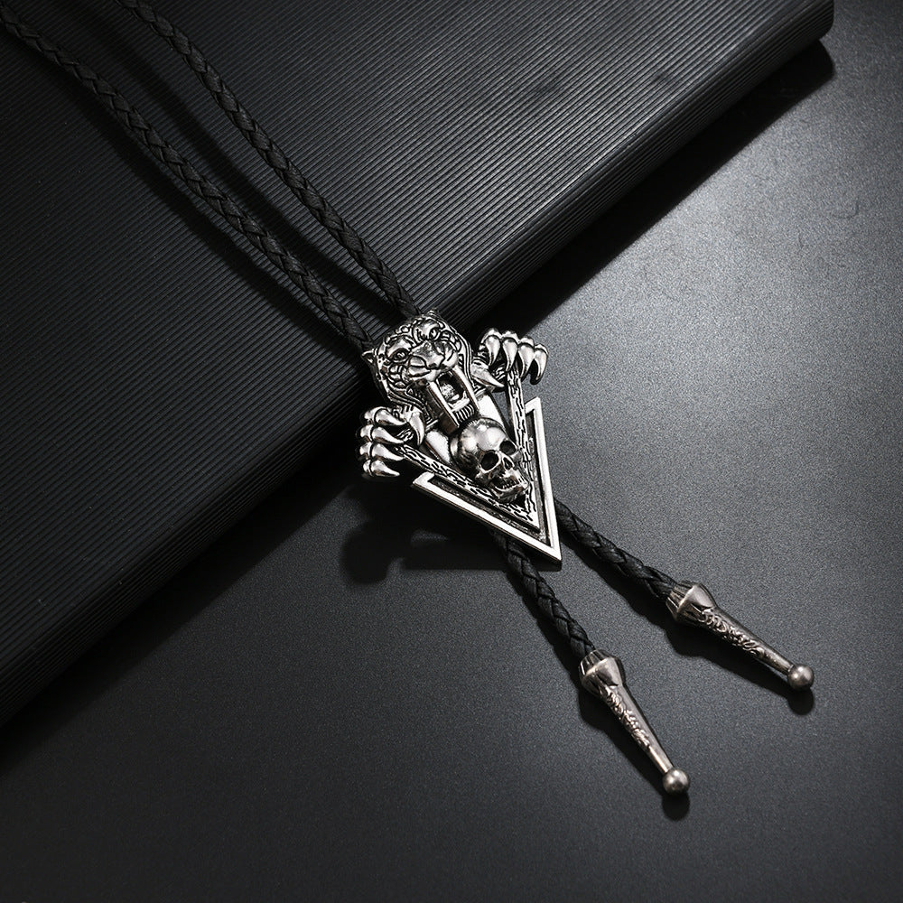 Vintage Western Gothic Skull Bolo Tie Handcrafted Cowboy Necktie Collection
