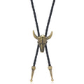 Vintage Western Longhorn Bull Skull Bolo Tie Handcrafted Cowboy Necktie