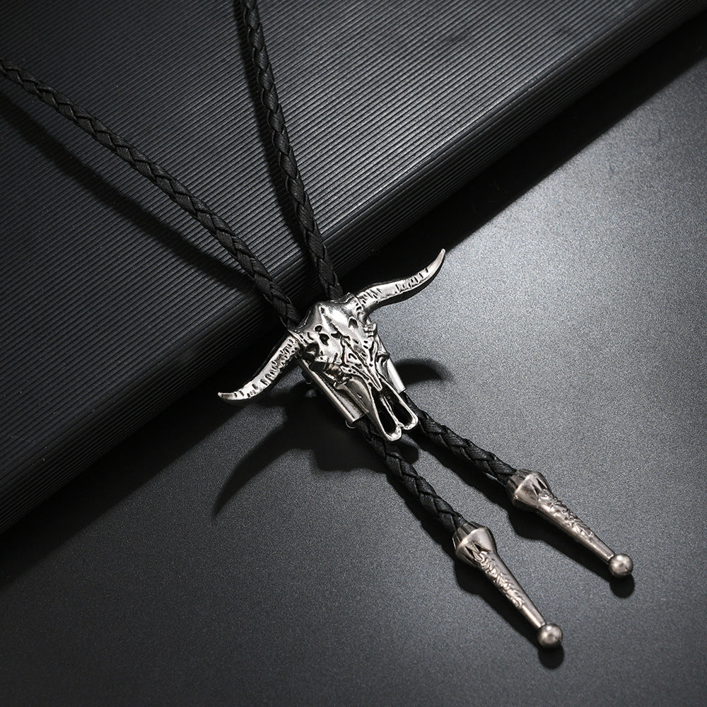 Vintage Western Gothic Skull Bolo Tie Handcrafted Cowboy Necktie Collection