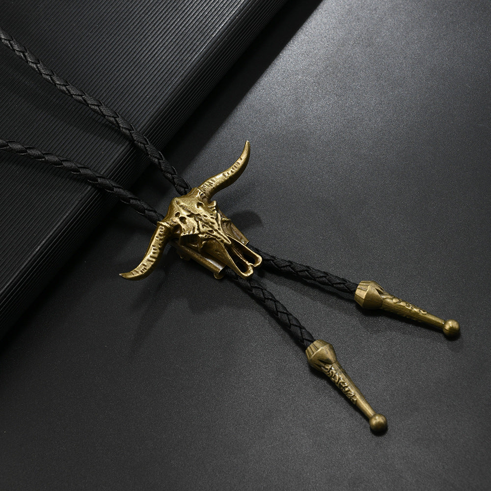 Vintage Western Gothic Skull Bolo Tie Handcrafted Cowboy Necktie Collection